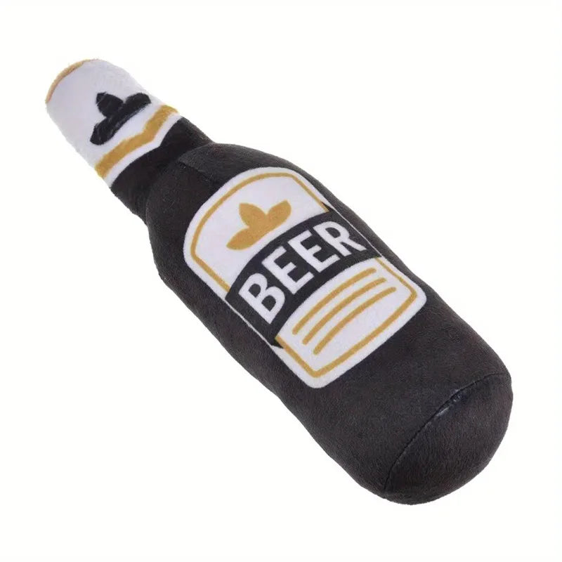 Realistic Beer Bottle Dog Toy - Squeaking Interactive Play Toy