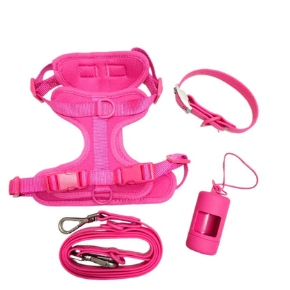 Dog Chest Harness Set - 11 Colors Waterproof PVC with Leash