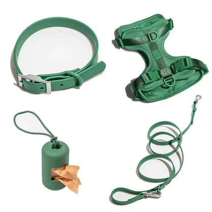 Dog Chest Harness Set - 11 Colors Waterproof PVC with Leash