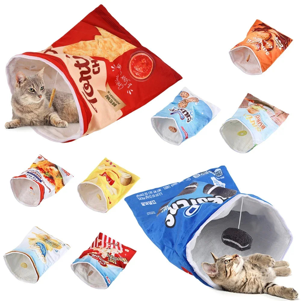 Halloween Cat Tunnel Toy - Interactive Collapsible Pet Tunnel
