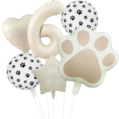 Animal Paw Party Balloons Set - 6 Piece Aluminum Foil Birthday Decor