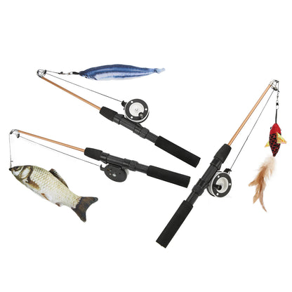 Interactive Cat Fishing Rod Toy With Realistic Fish Design