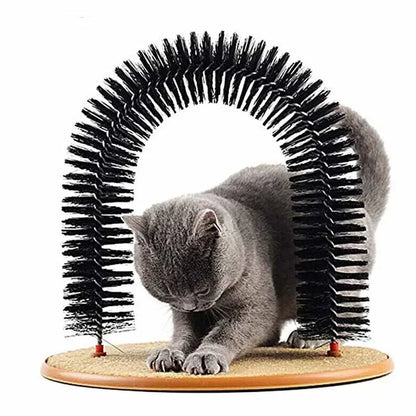Cat Grooming Arch Self-Massage Brush Toy With Scratching Pad