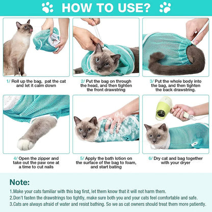 Cat Grooming Mesh Bag - Restraint Bag For Bathing And Nail Care