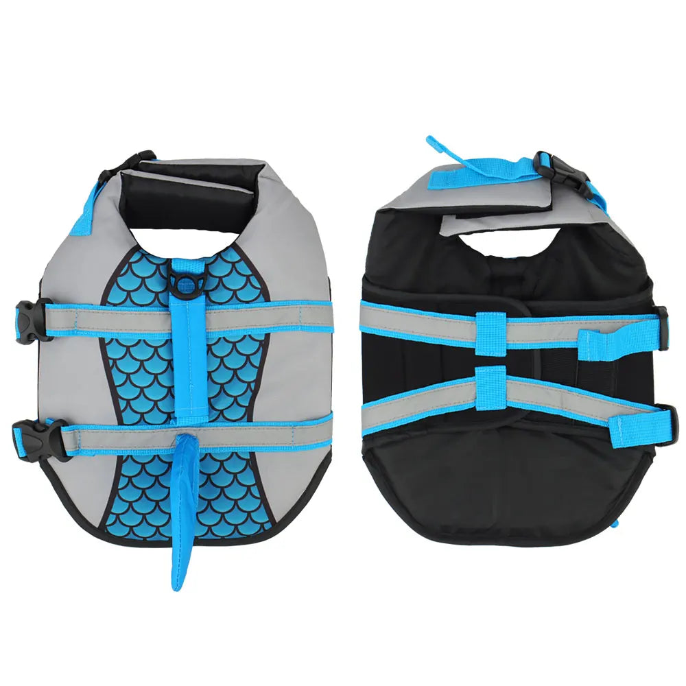 Shark Pattern Dog Life Jacket Swimming Vest Pet Safety Harness