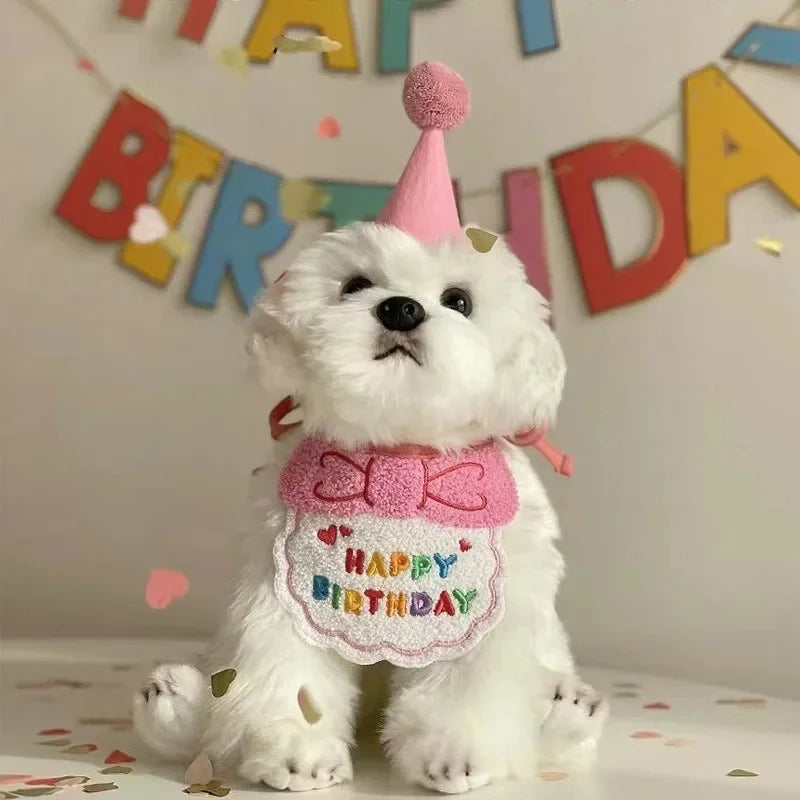 Dog Birthday Hat Bandana Set - Pet Party Accessories