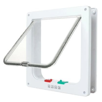 Cat Flap Door With 4-Way Lock - Pet Gate For Cats And Small Dogs