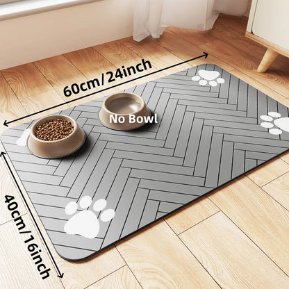 Pet Feeding Mat - Absorbent Waterproof Placemat For Dog Cat Food Water Bowl