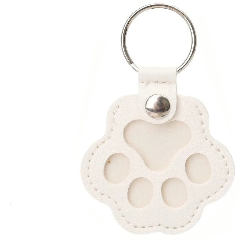 Leather Pet Memorial Hair Storage Keychain Cat Paw Commemorative Gift