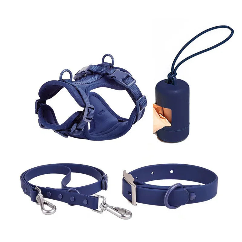 Dog Chest Harness Set - 11 Colors Waterproof PVC with Leash