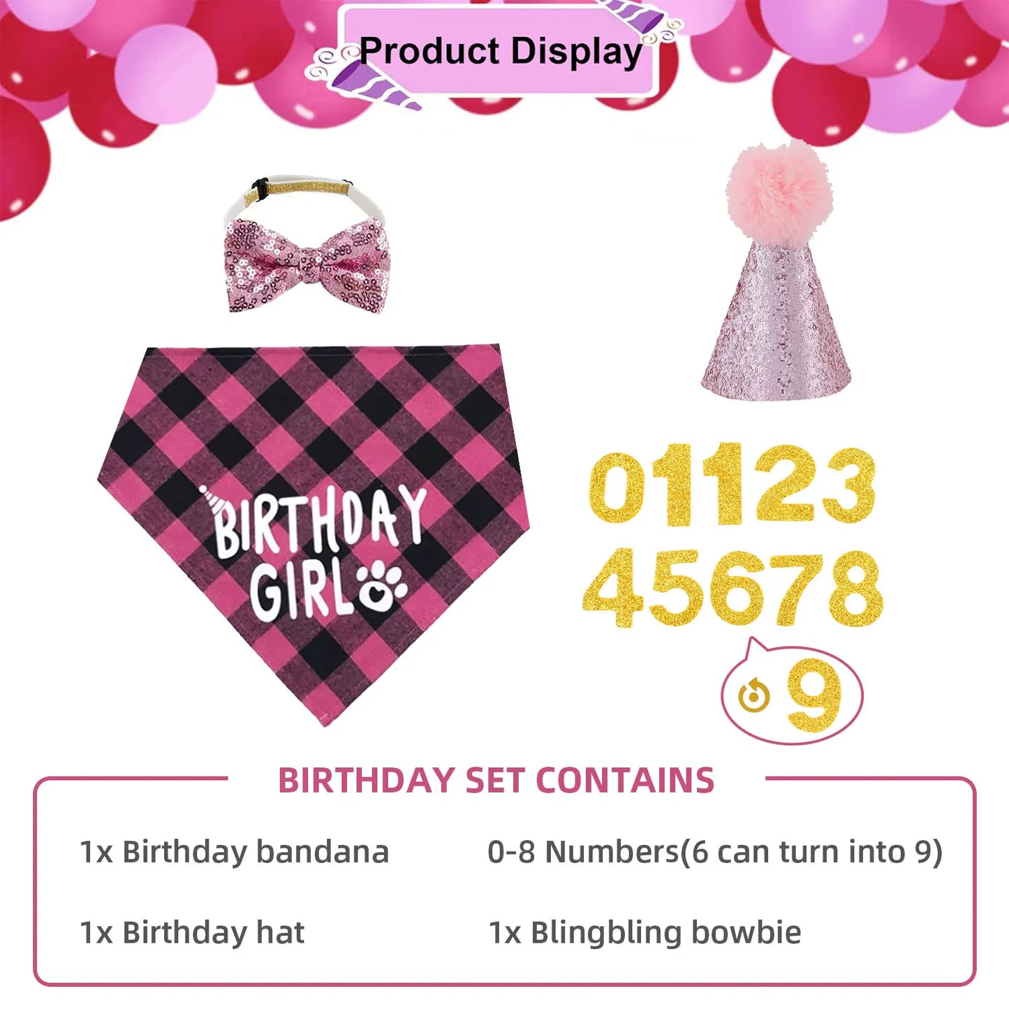 Dog Birthday Party Supplies Set With Hat And Bandana For Medium Large Dogs