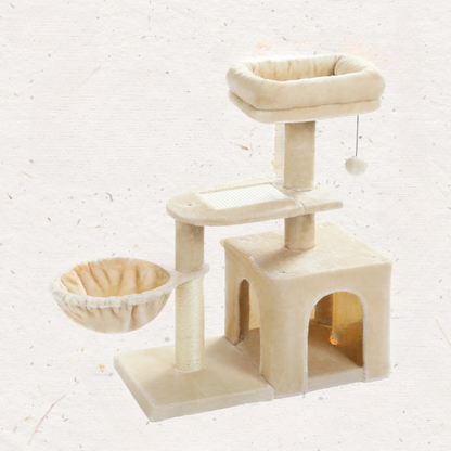 Cat Tree Tower For Indoor Cats With Scratching Posts And Hammock