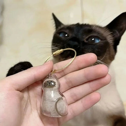Cat Fur Memorial Charm Resin Keepsake Capsule Pet Hair Keychain