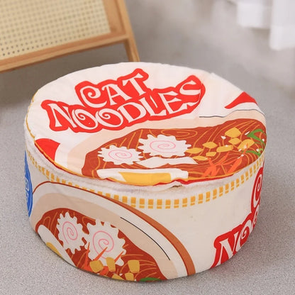 Winter Cartoon Ramen Cat Bed - Warm Semi-Enclosed Washable Pet Nest