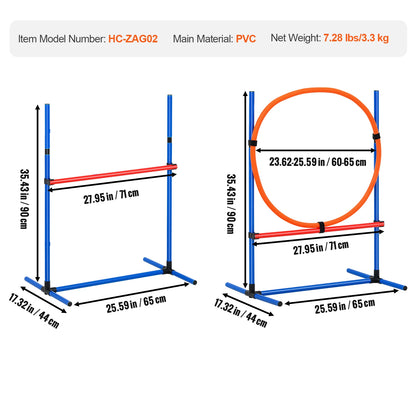 Dog Agility Training Equipment 4 Piece Set With Adjustable Hurdles