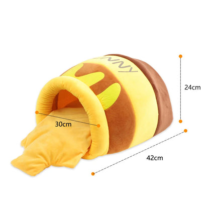 Honey Jar Cat Nest - Semi-Enclosed Warm Pet Bed for Cats & Dogs