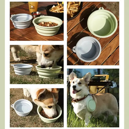 Foldable Silicone Dog Bowl - Portable Pet Travel Feeding Container