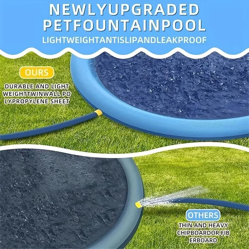 Large Inflatable Dog Pool - Outdoor Splash Pad For Pets Summer Play