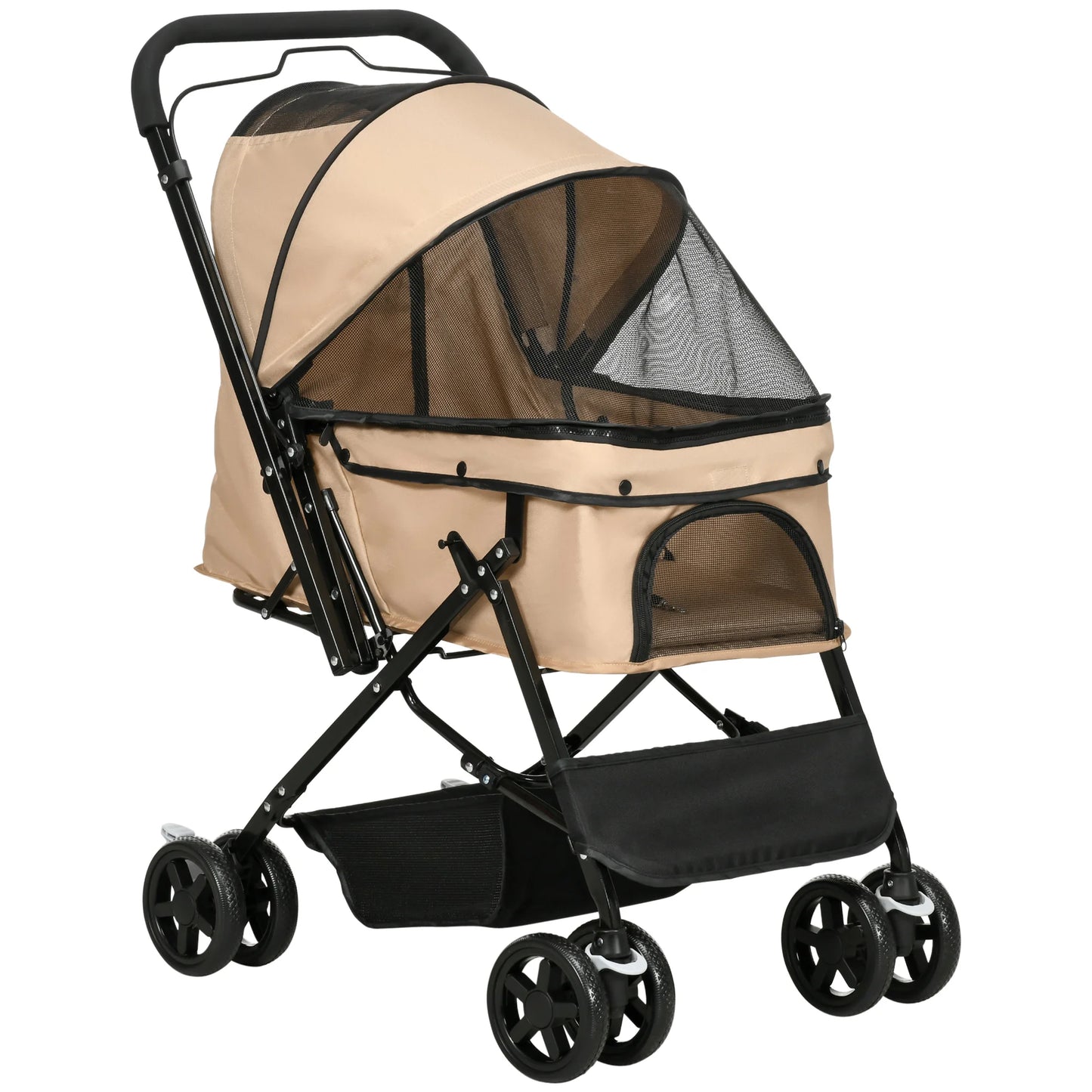 Dog Stroller For Small Dogs And Cats - Light Brown Pet Buggy