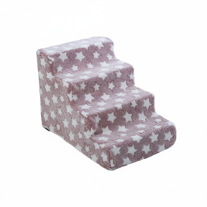 Pet Stairs Ramp 3-4 Step Dog Cat Ladder With Detachable Sponge