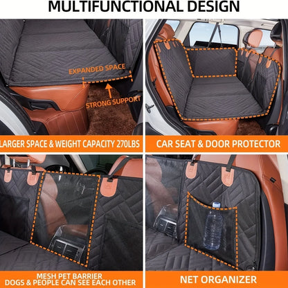 Waterproof Dog Car Seat Cover - Hammock Style Pet Back Seat Protector