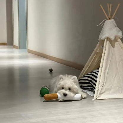 Adorable Cigar-Shaped Dog Toy - Soft Interactive Squeaky Toy