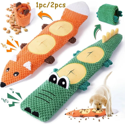 Interactive Dog Puzzle Feeder Toy With Sound - Durable Plush Pet Toy