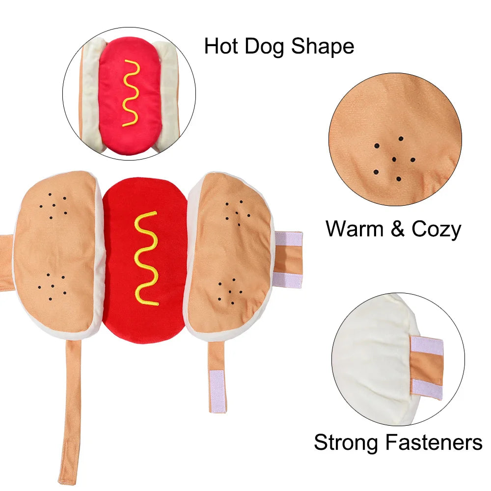Cute Pet Dog Hot Dog Costume Halloween Cosplay Clothes