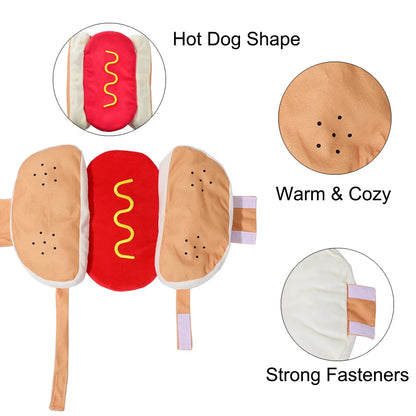 Cute Pet Dog Hot Dog Costume Halloween Cosplay Clothes