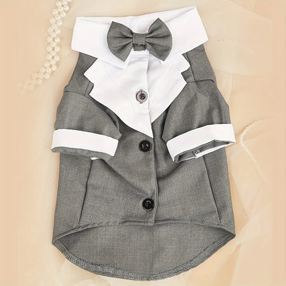 Pet Shirt Small Dog Wedding Formal Suit With Bow Tie Costume