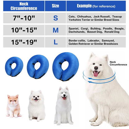 Inflatable Dog Collar After Surgery - Soft Pet Recovery Cone