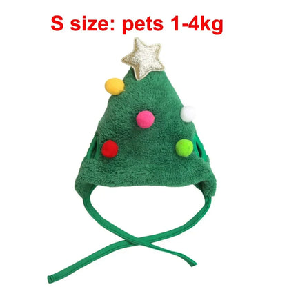 Christmas Pet Costume Santa Hat with Bandana Set for Cats Dogs