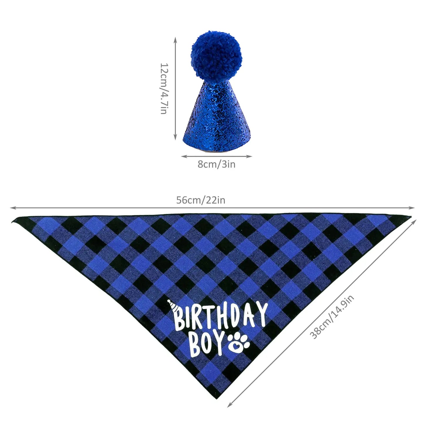 Dog Birthday Party Supplies Set With Hat And Bandana For Medium Large Dogs