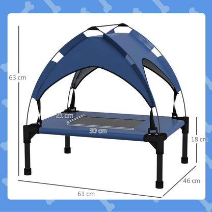 PawHut Elevated Canopy Dog Bed - Outdoor Pet Lounger With Roof