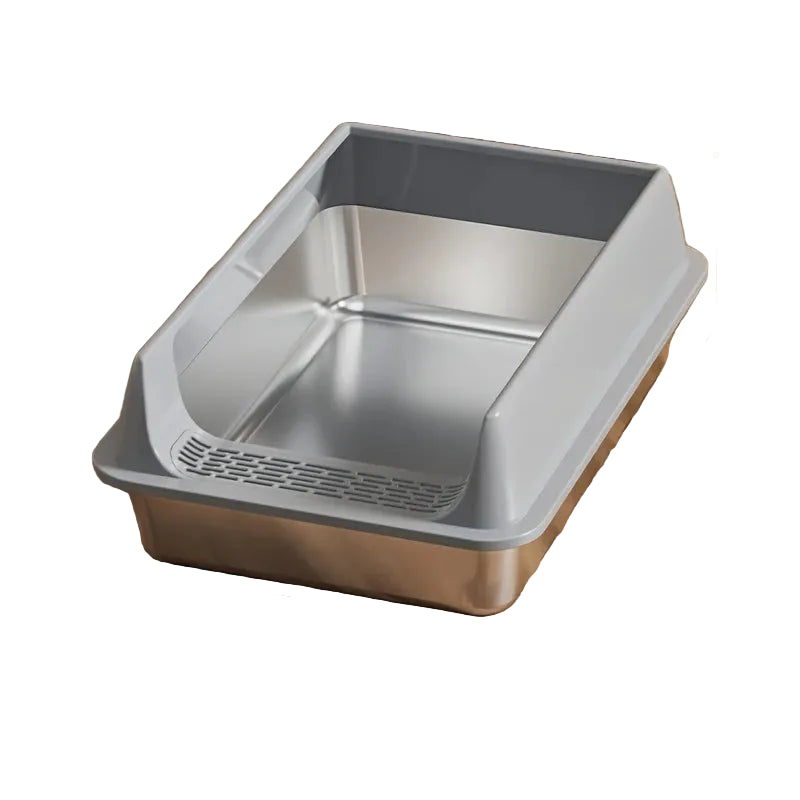 Stainless Steel Litter Box For Large Cats With Splash-Proof Design