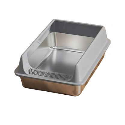 Stainless Steel Litter Box For Large Cats With Splash-Proof Design