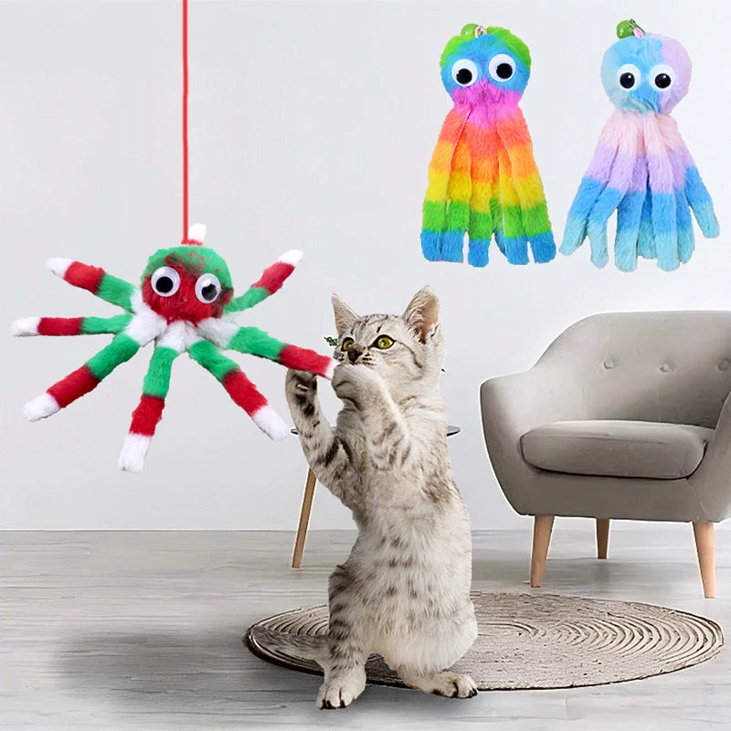 Interactive Cat Octopus Toy - Hanging Plush Kitten Entertainment