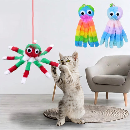 Interactive Cat Octopus Toy - Hanging Plush Kitten Entertainment