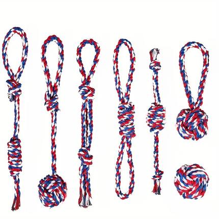 7 Piece Durable Rainbow Dog Rope Toy Set For Training And Dental Health