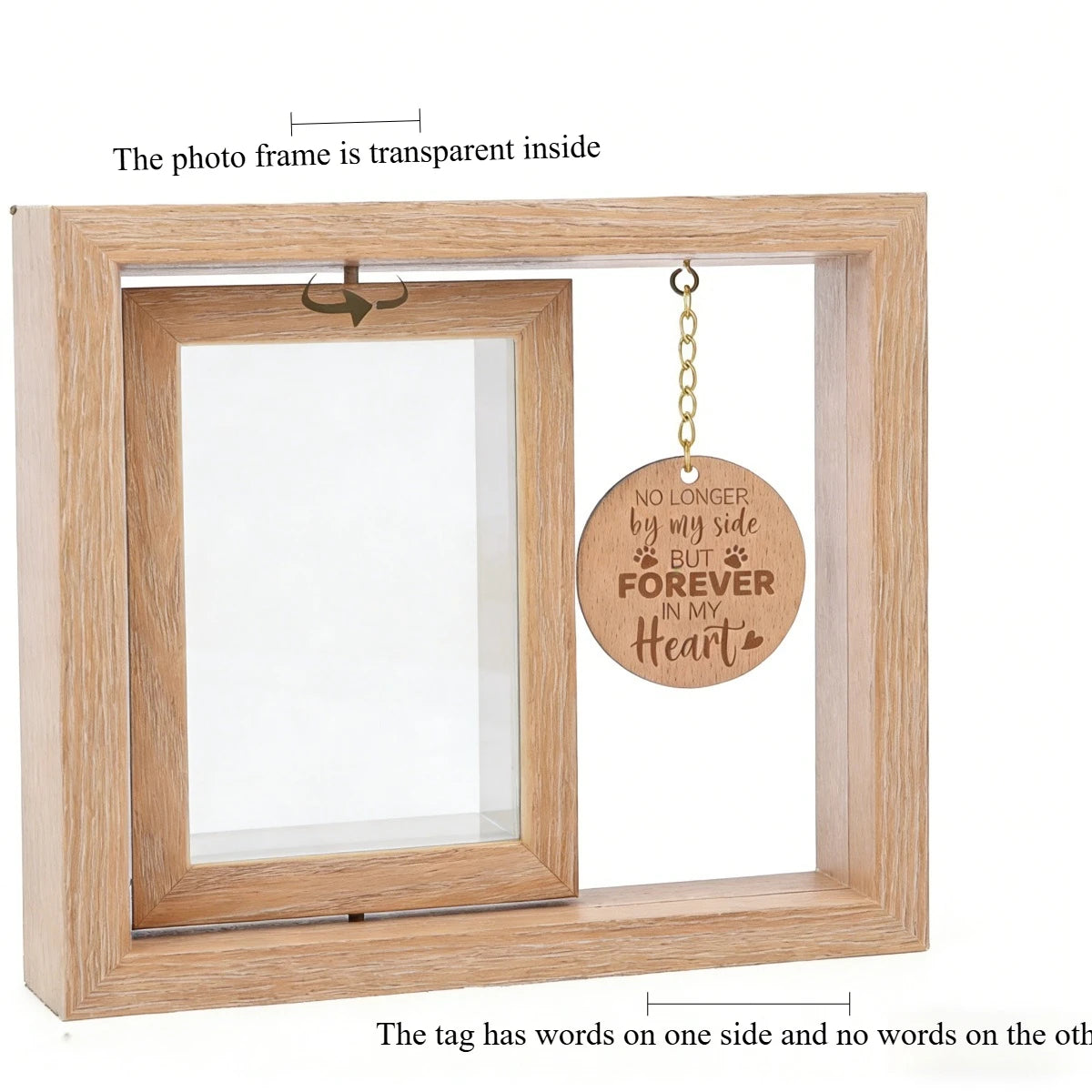 Pet Memorial Photo Frame - Rotatable Desktop Heart Pendant Dog Memorial
