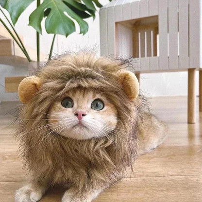 Cat Lion Mane Costume Pet Cosplay Hat for Halloween Christmas