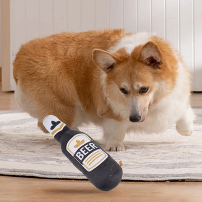 Realistic Beer Bottle Dog Toy - Squeaking Interactive Play Toy