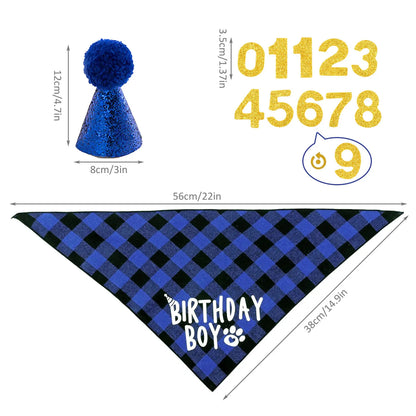Dog Birthday Party Supplies Set With Hat And Bandana For Medium Large Dogs