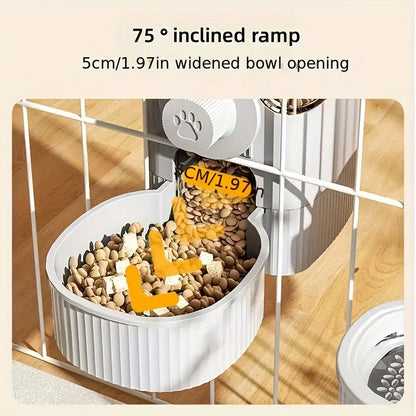 Automatic Pet Feeder Water Dispenser Set With Gravity Bowl For Cage