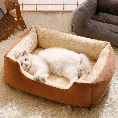 Premium Cat Bed Plush Pet Cushion - Comfortable Sleeping Basket