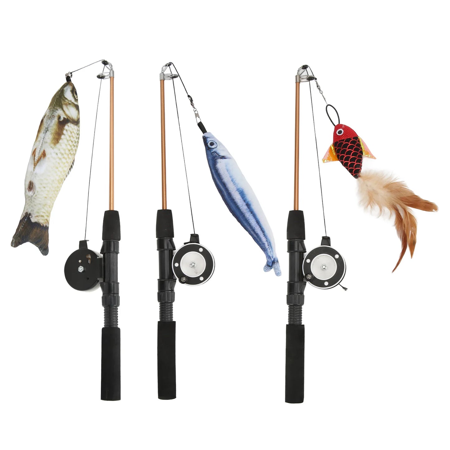 Interactive Cat Fishing Rod Toy With Realistic Fish Design