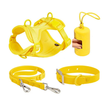 Dog Chest Harness Set - 11 Colors Waterproof PVC with Leash