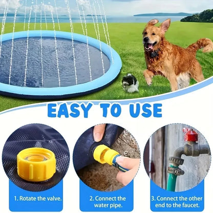 Large Inflatable Dog Pool - Outdoor Splash Pad For Pets Summer Play