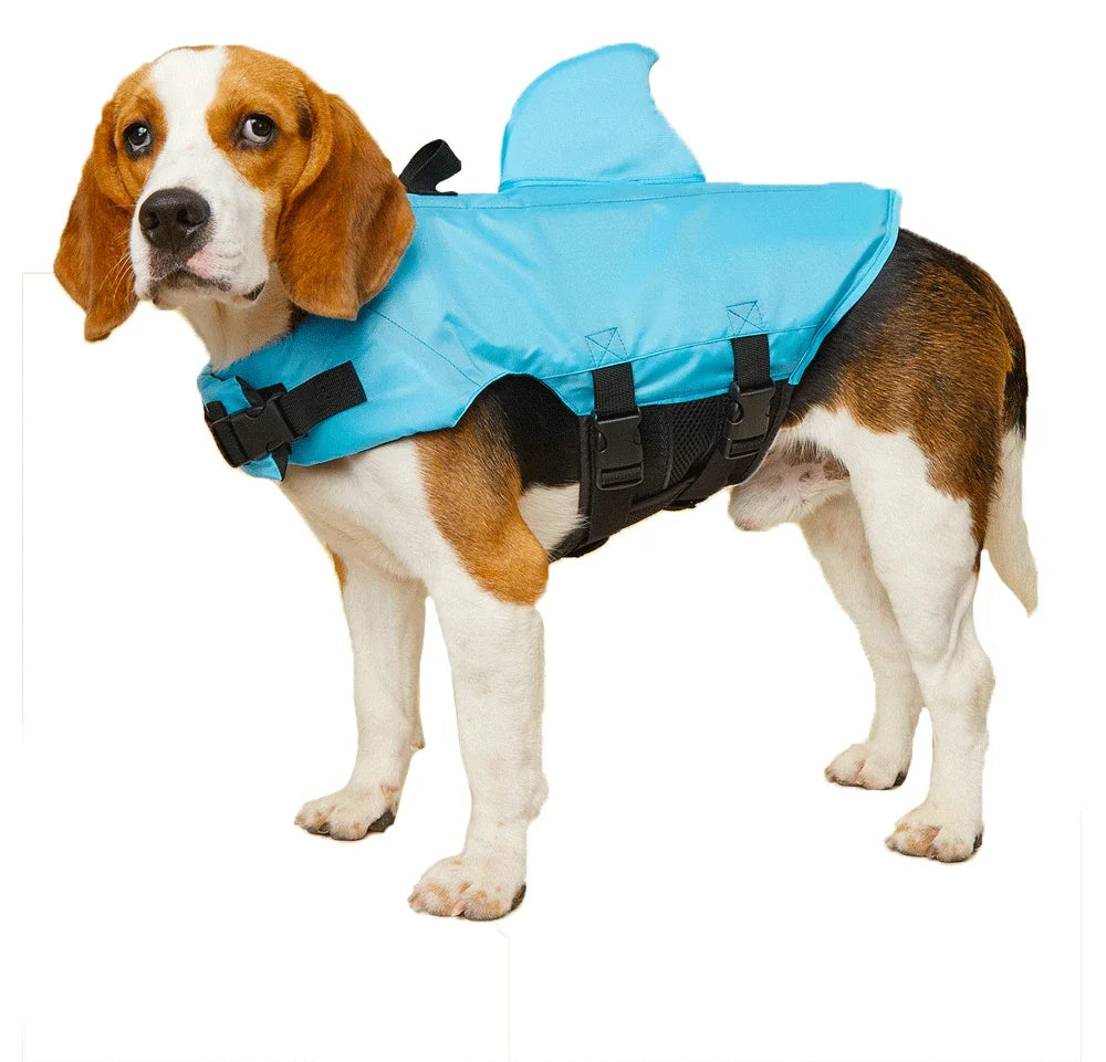 Shark Fin Dog Life Jacket Enhanced Buoyancy Safety Vest With Handle