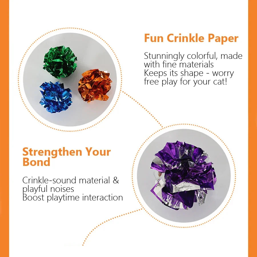 Crinkle Ball Cat Toys With Sound & Laser Reflection For Kittens